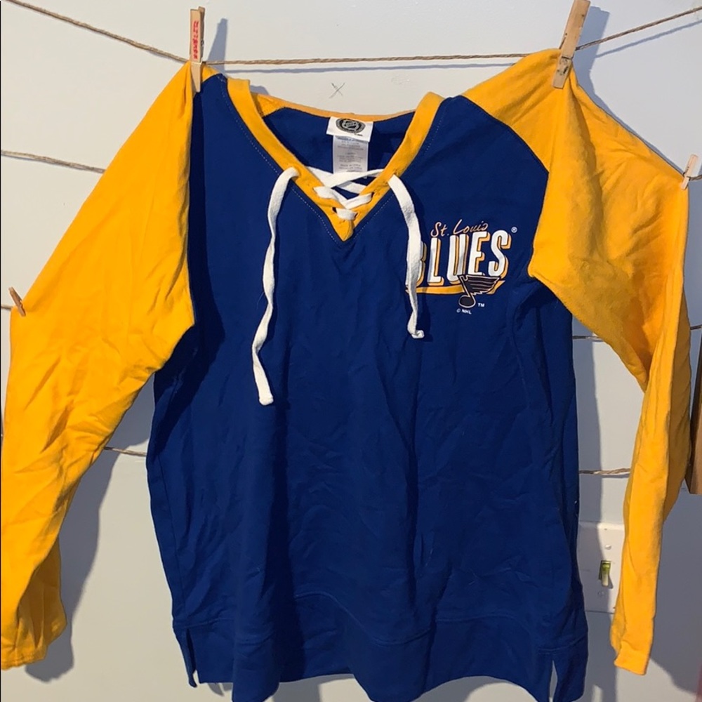 Blues Hockey Long sleeve Shirt with Hood